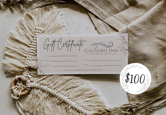 $100 Galiano Inn Gift Certificate